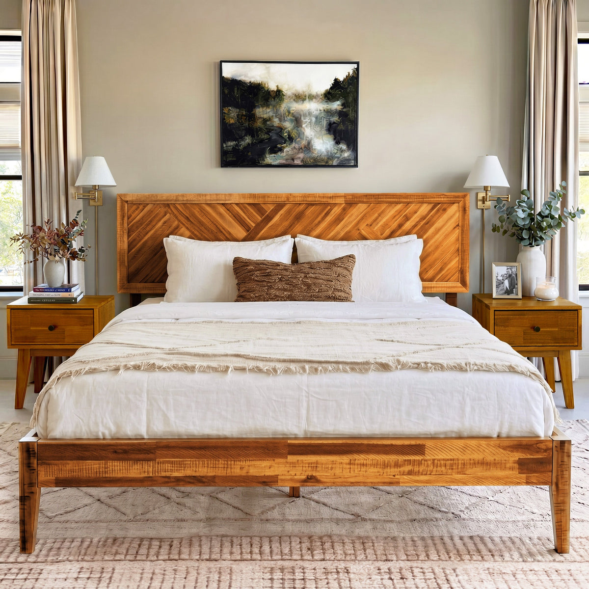 Sierra Deluxe Solid Acacia Wood Bed Frame