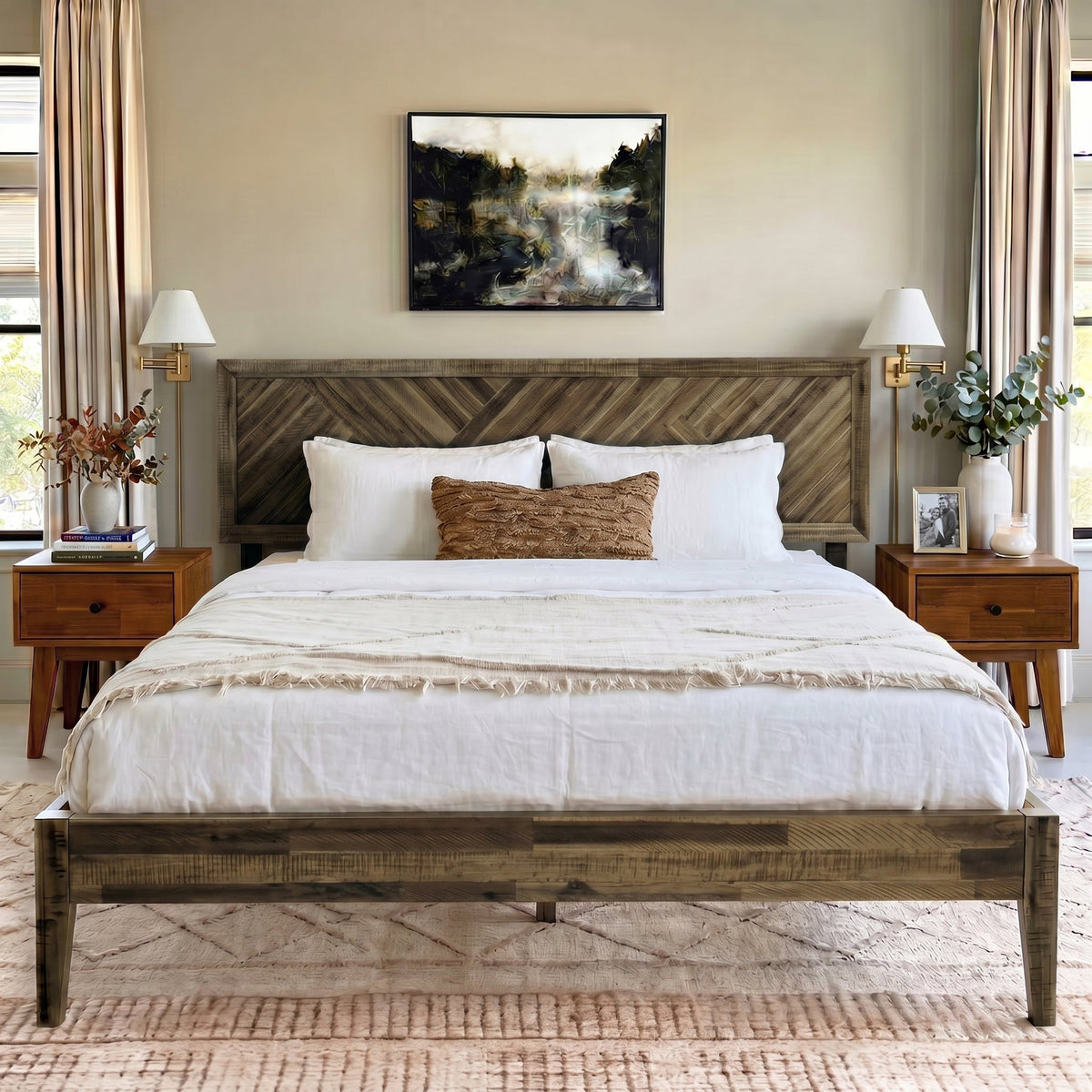 Sierra Deluxe Solid Acacia Wood Bed Frame