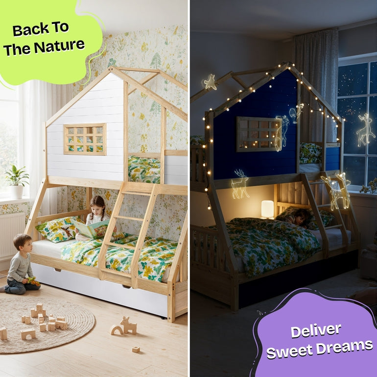 Arozu Treehouse Twin-over-Full Kids' Bunk Bed with Trundle
