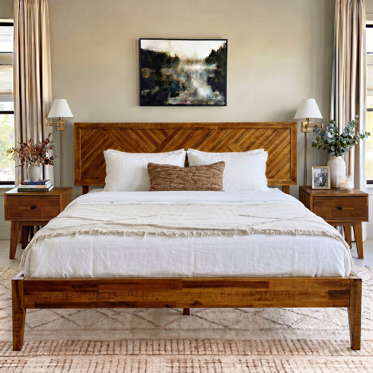 Sierra Deluxe Solid Acacia Wood Bed Frame