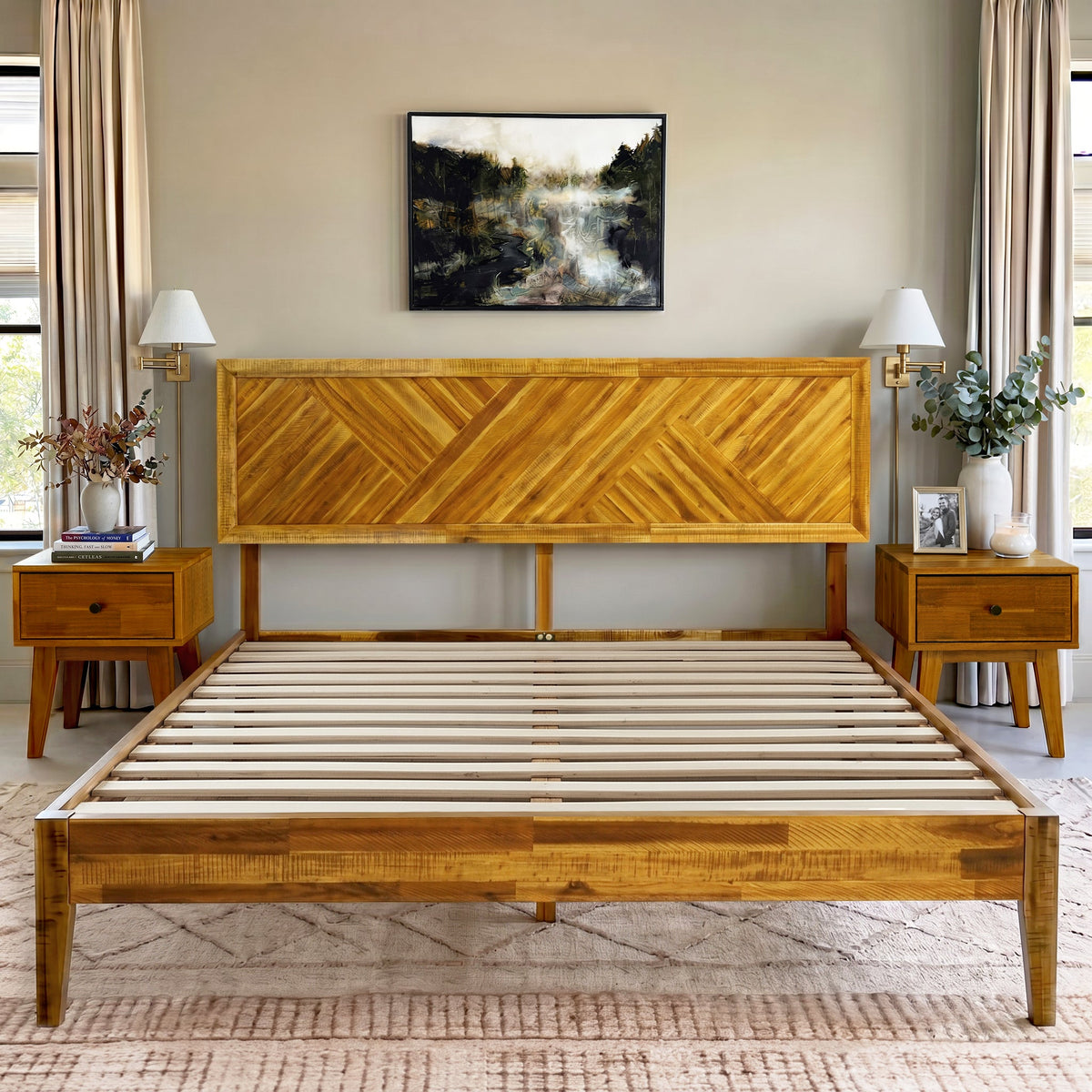 Sierra Deluxe Solid Acacia Wood Bed Frame
