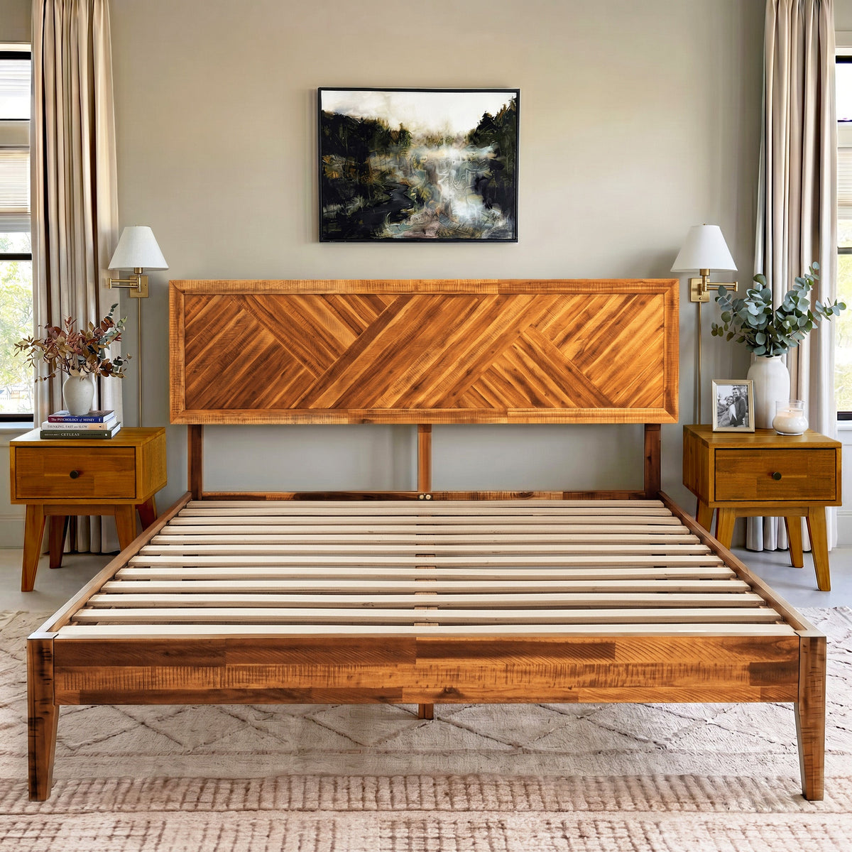 Sierra Deluxe Solid Acacia Wood Bed Frame