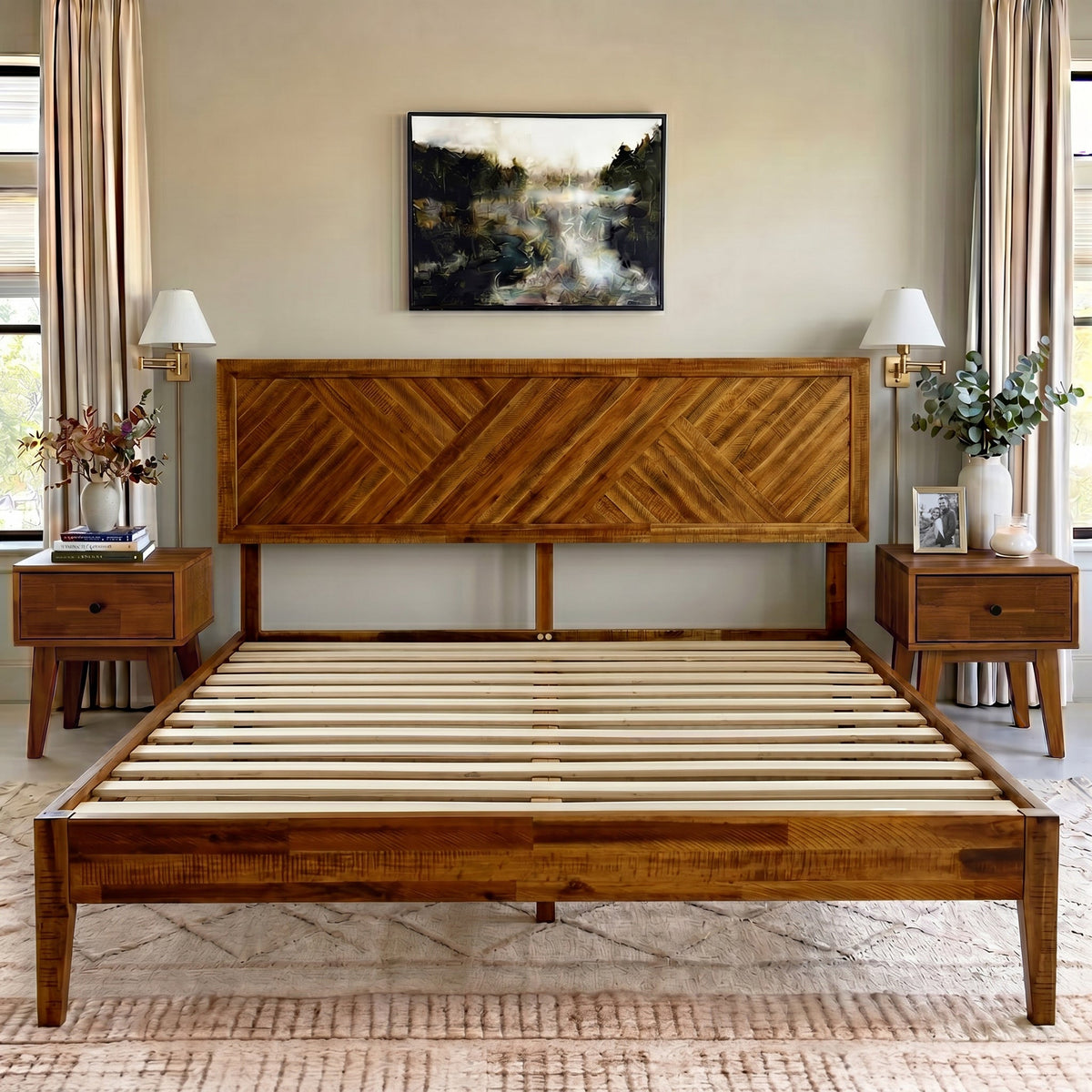 Sierra Deluxe Solid Acacia Wood Bed Frame