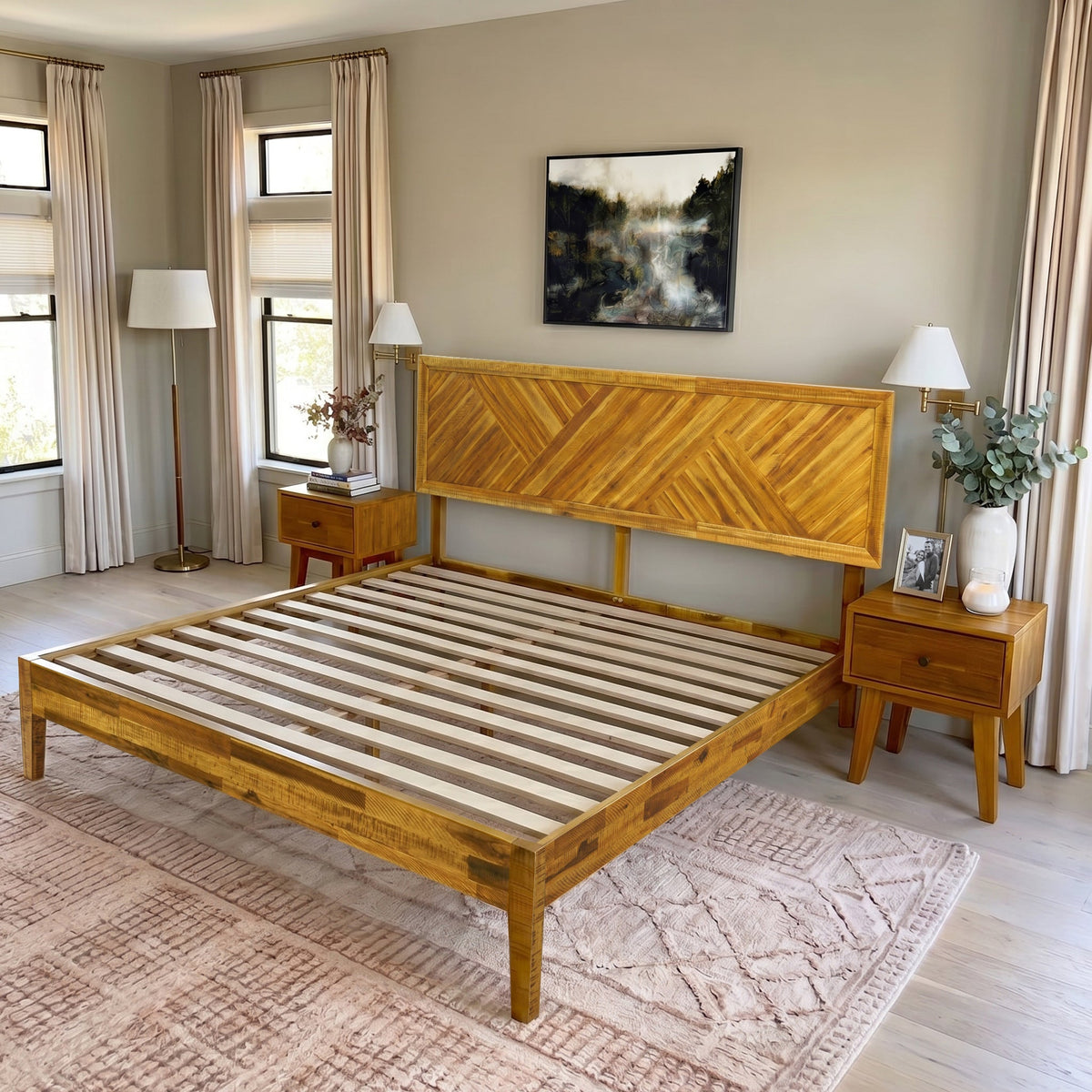 Sierra Deluxe Solid Acacia Wood Bed Frame