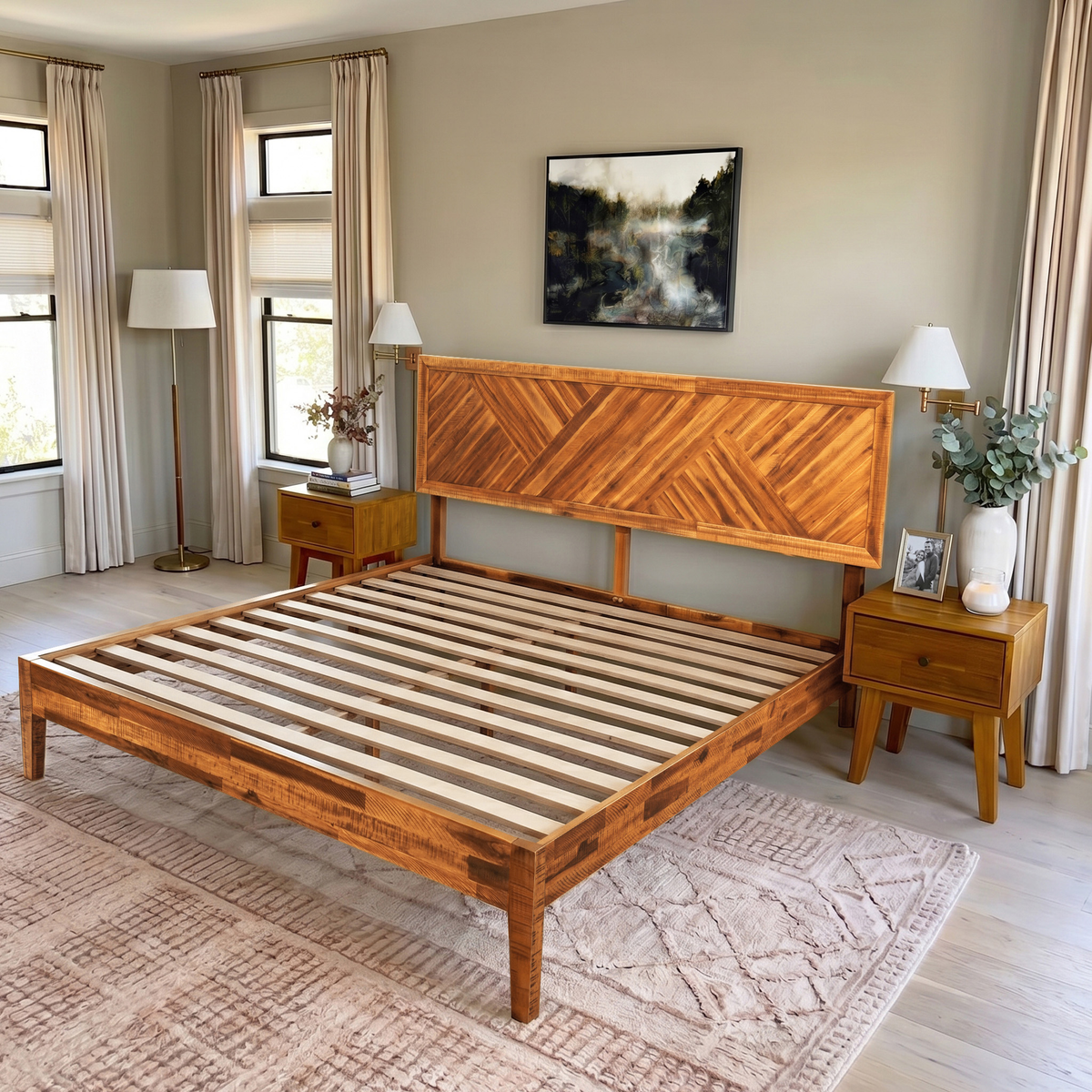 Sierra Deluxe Solid Acacia Wood Bed Frame