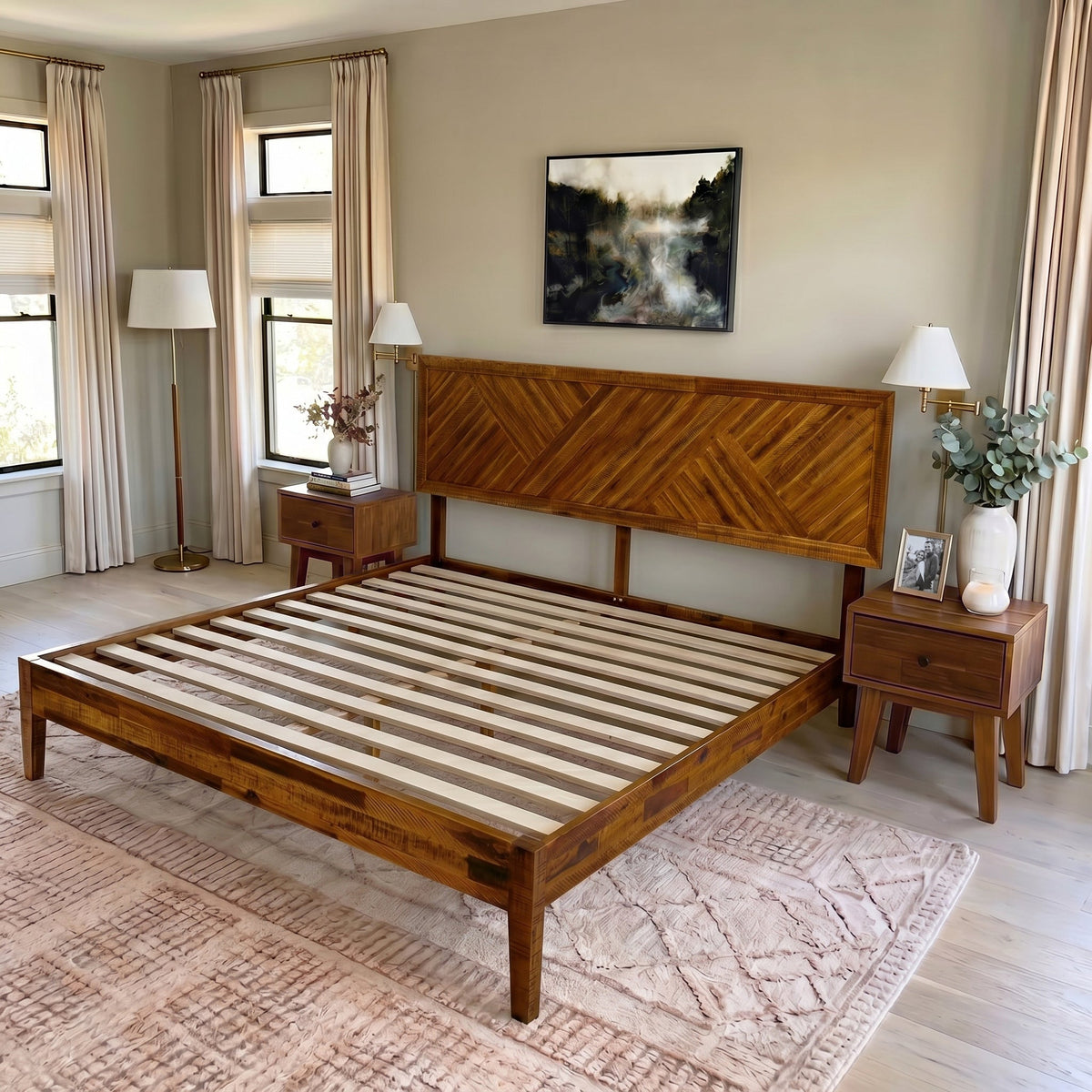 Sierra Deluxe Solid Acacia Wood Bed Frame