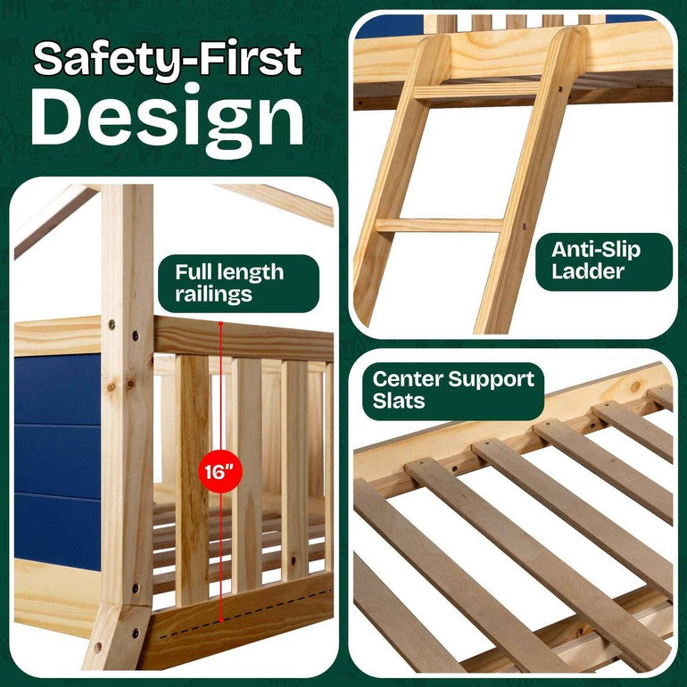 Arozu Treehouse Twin-over-Full Kids' Bunk Bed with Trundle