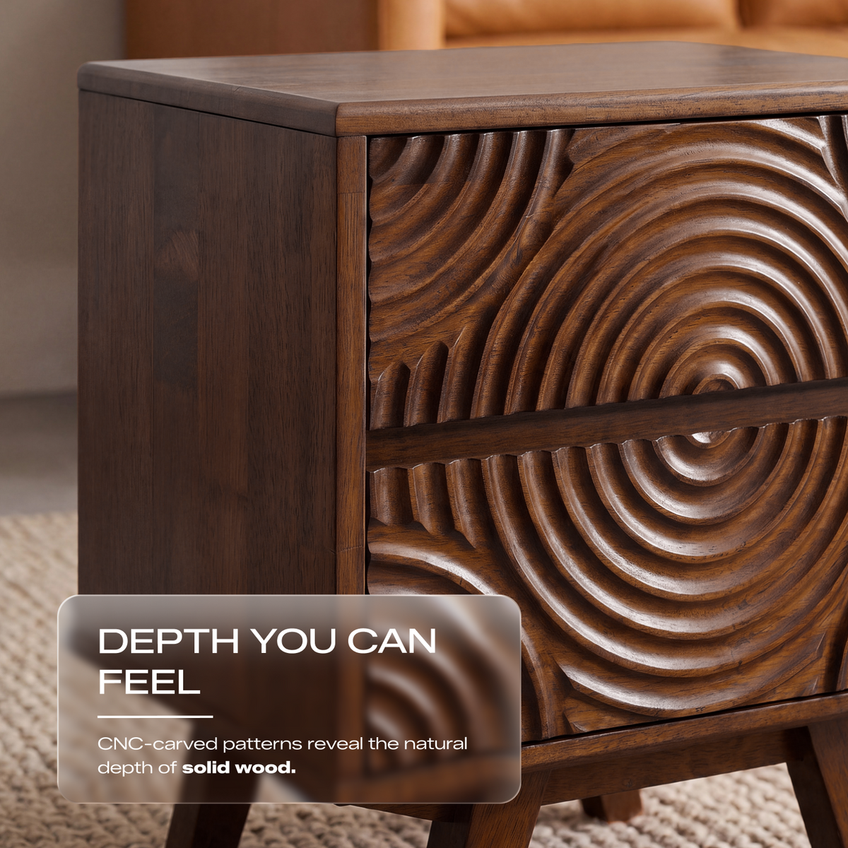 Harmony Solid Rubber Wood Nightstand