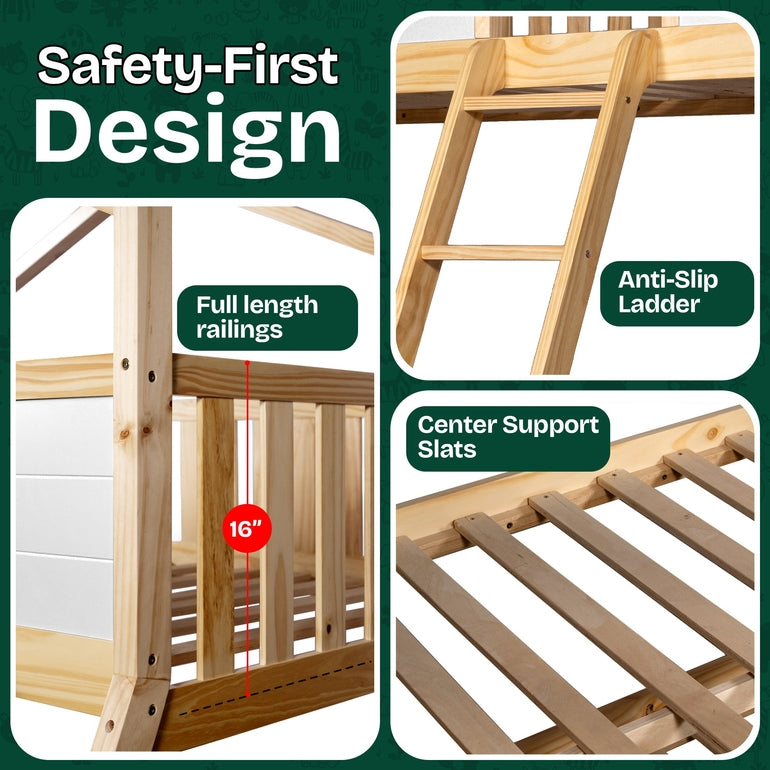 Arozu Treehouse Twin-over-Full Kids' Bunk Bed with Trundle