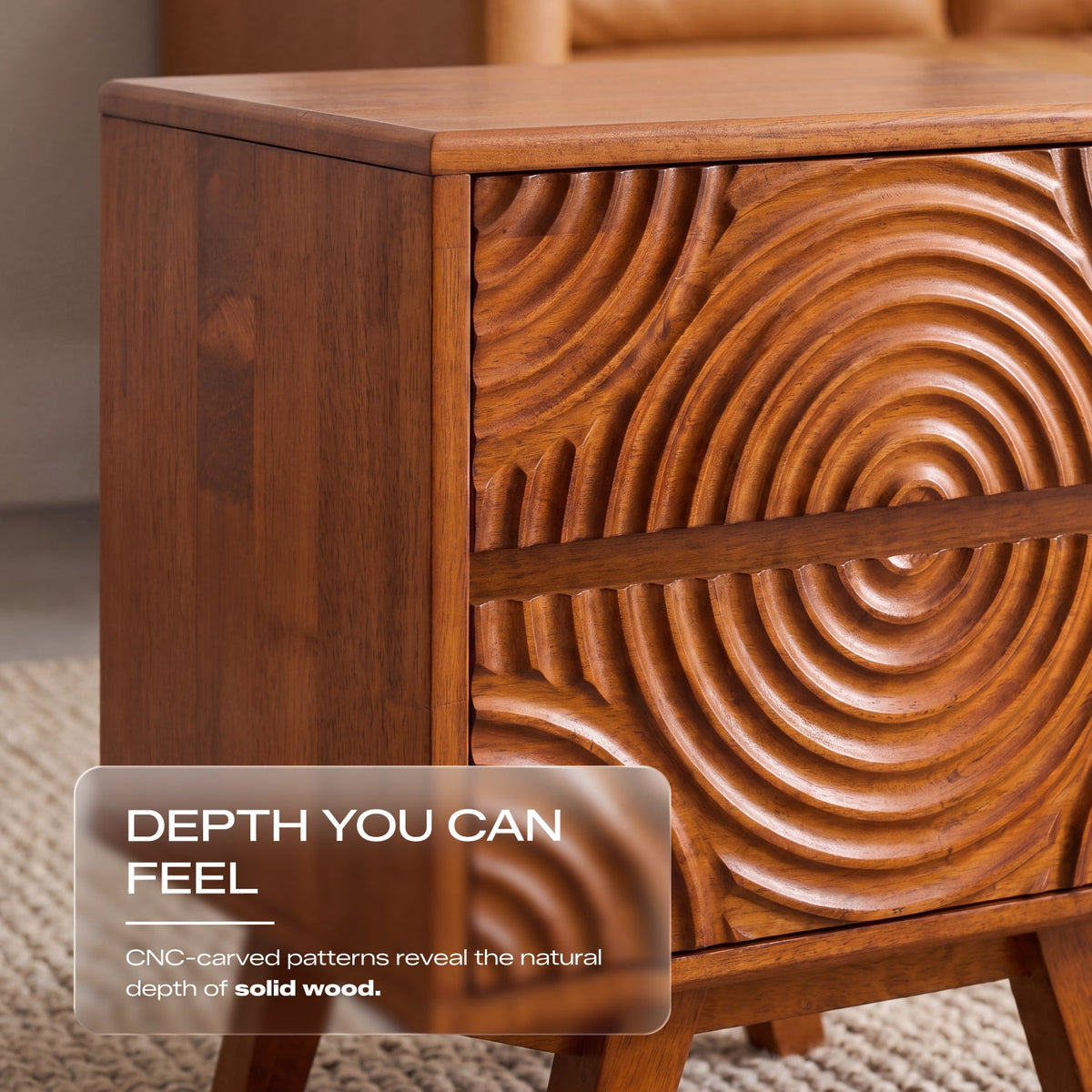 Harmony Solid Rubber Wood Nightstand
