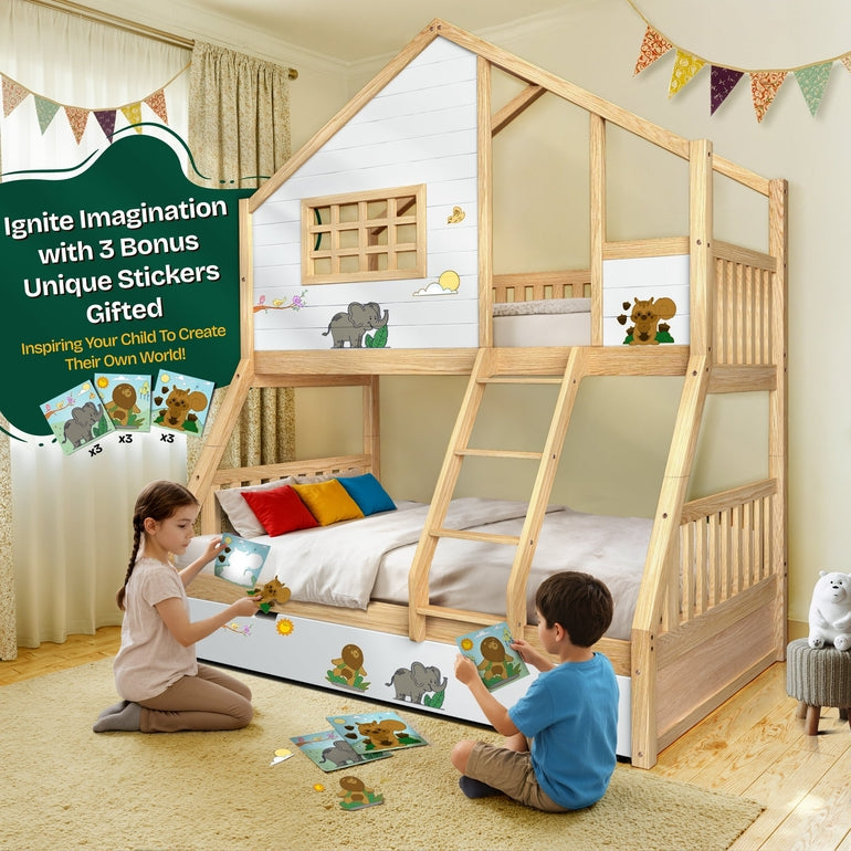 Arozu Treehouse Twin-over-Full Kids' Bunk Bed with Trundle