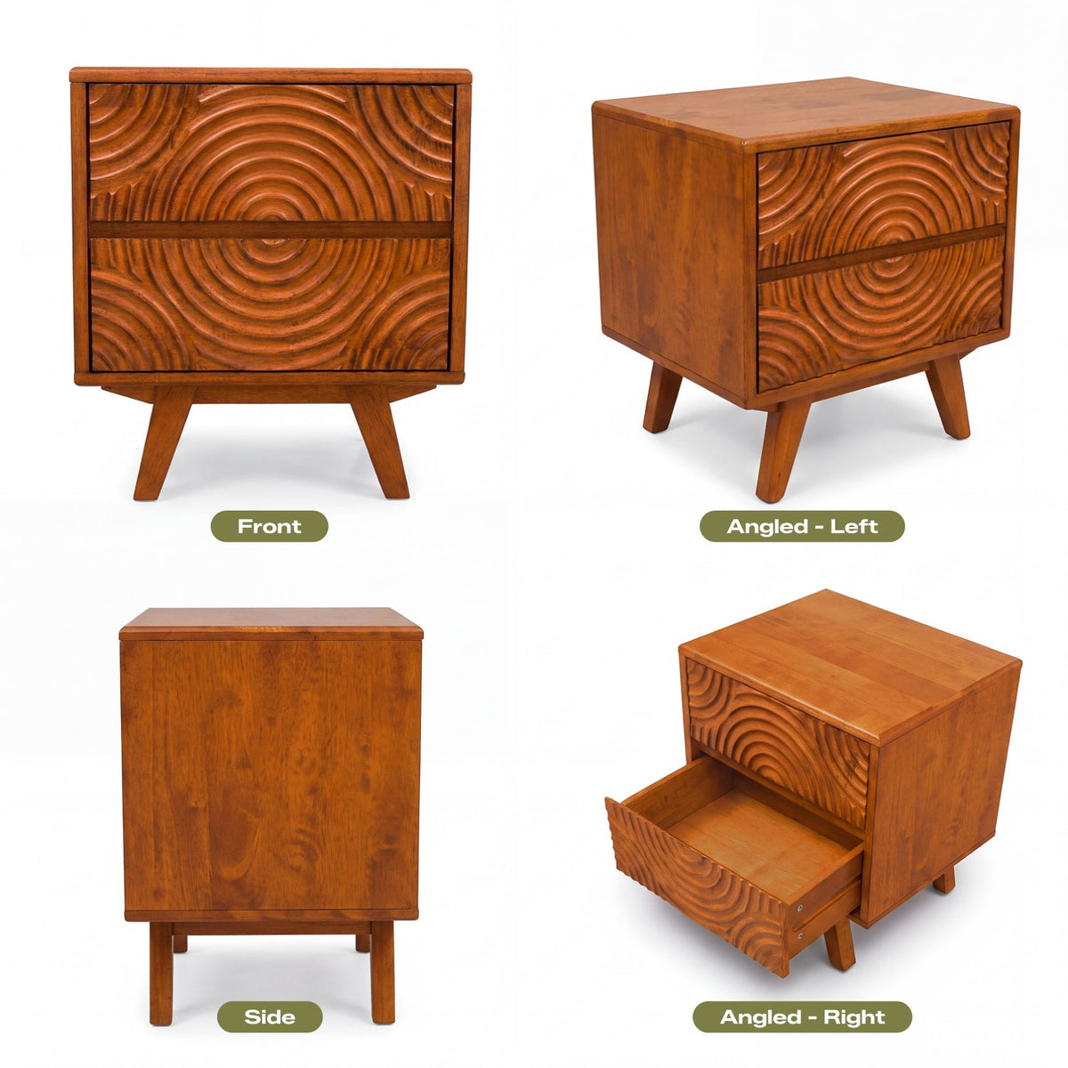 Harmony Solid Rubber Wood Nightstand