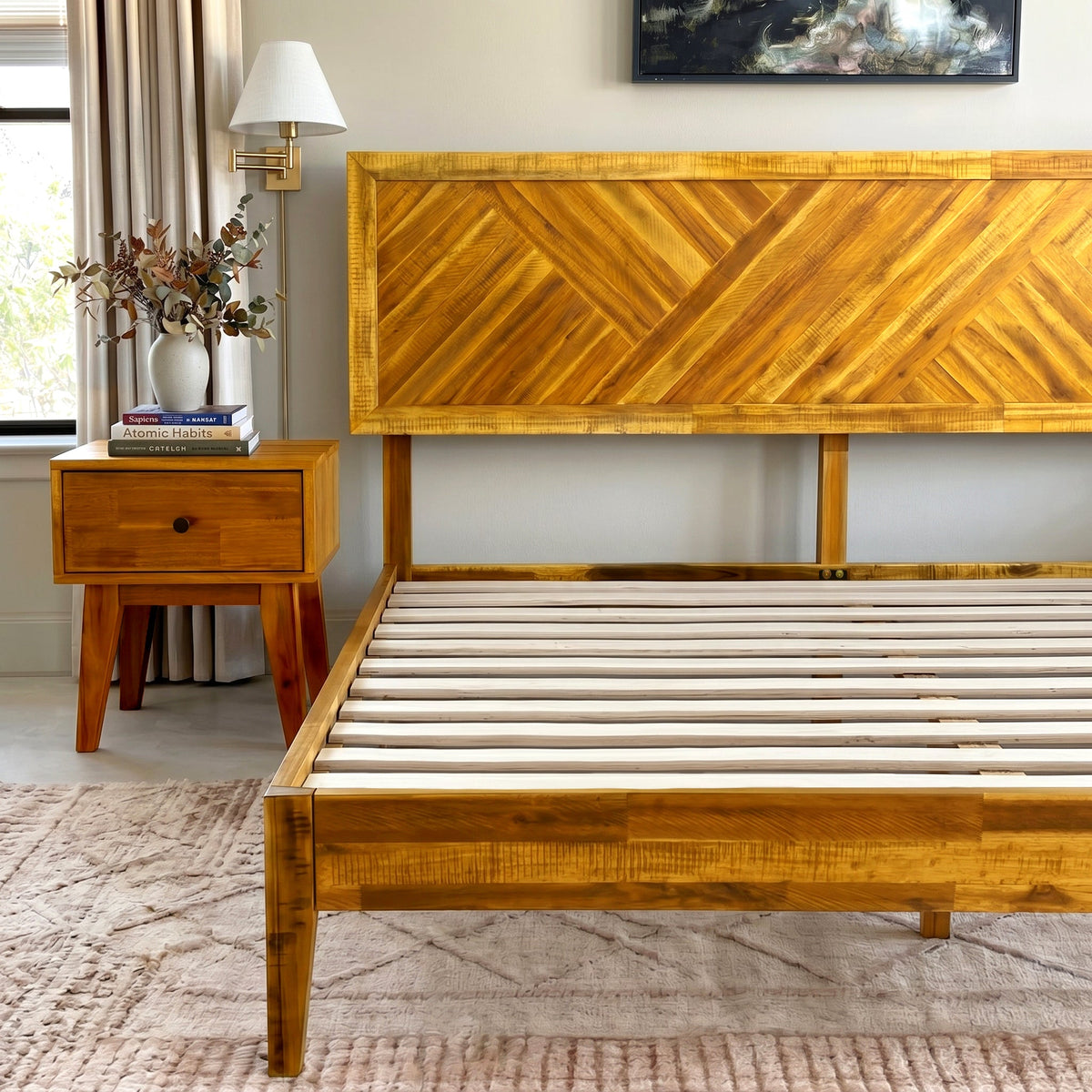 Sierra Deluxe Solid Acacia Wood Bed Frame
