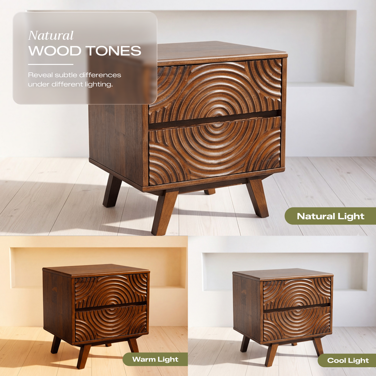 Harmony Solid Rubber Wood Nightstand