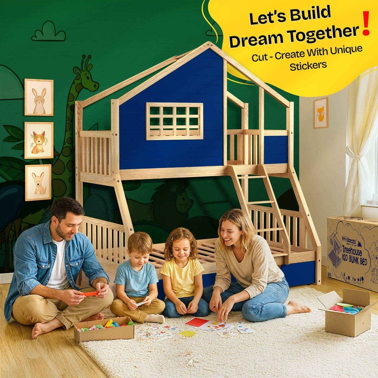Arozu Treehouse Twin-over-Full Kids' Bunk Bed with Trundle