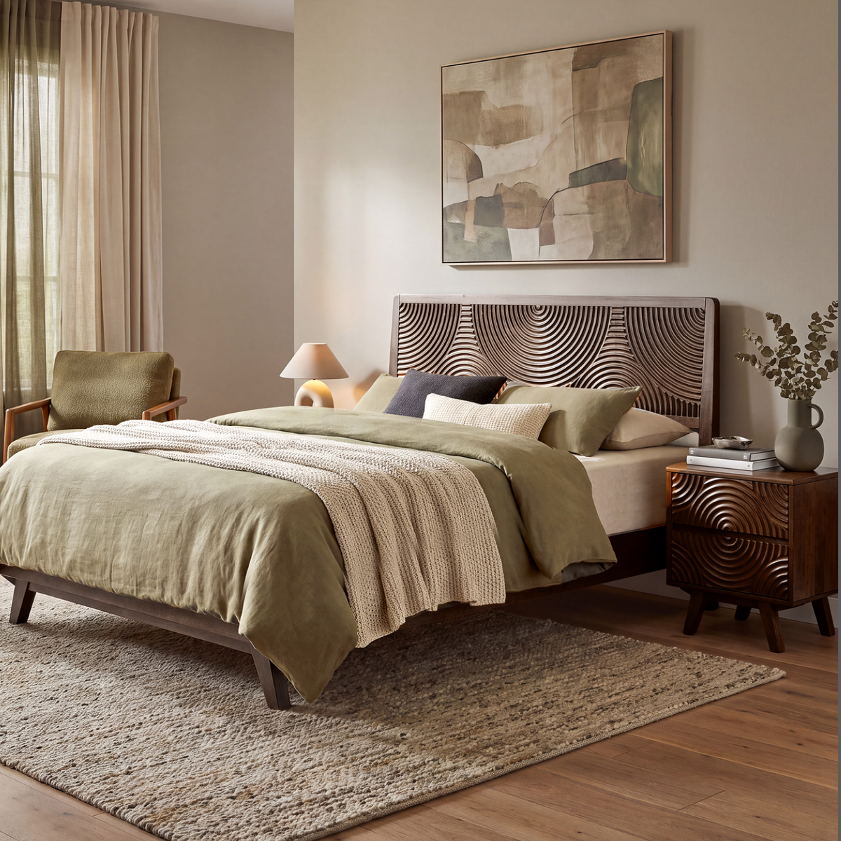 Harmony Solid Rubber Wood Nightstand