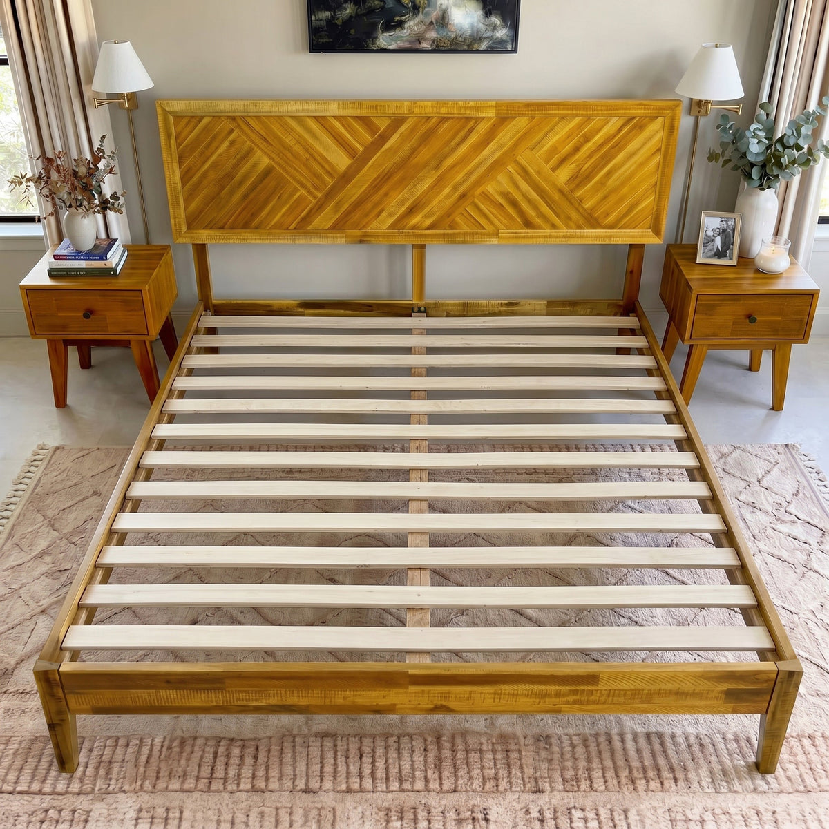 Sierra Deluxe Solid Acacia Wood Bed Frame