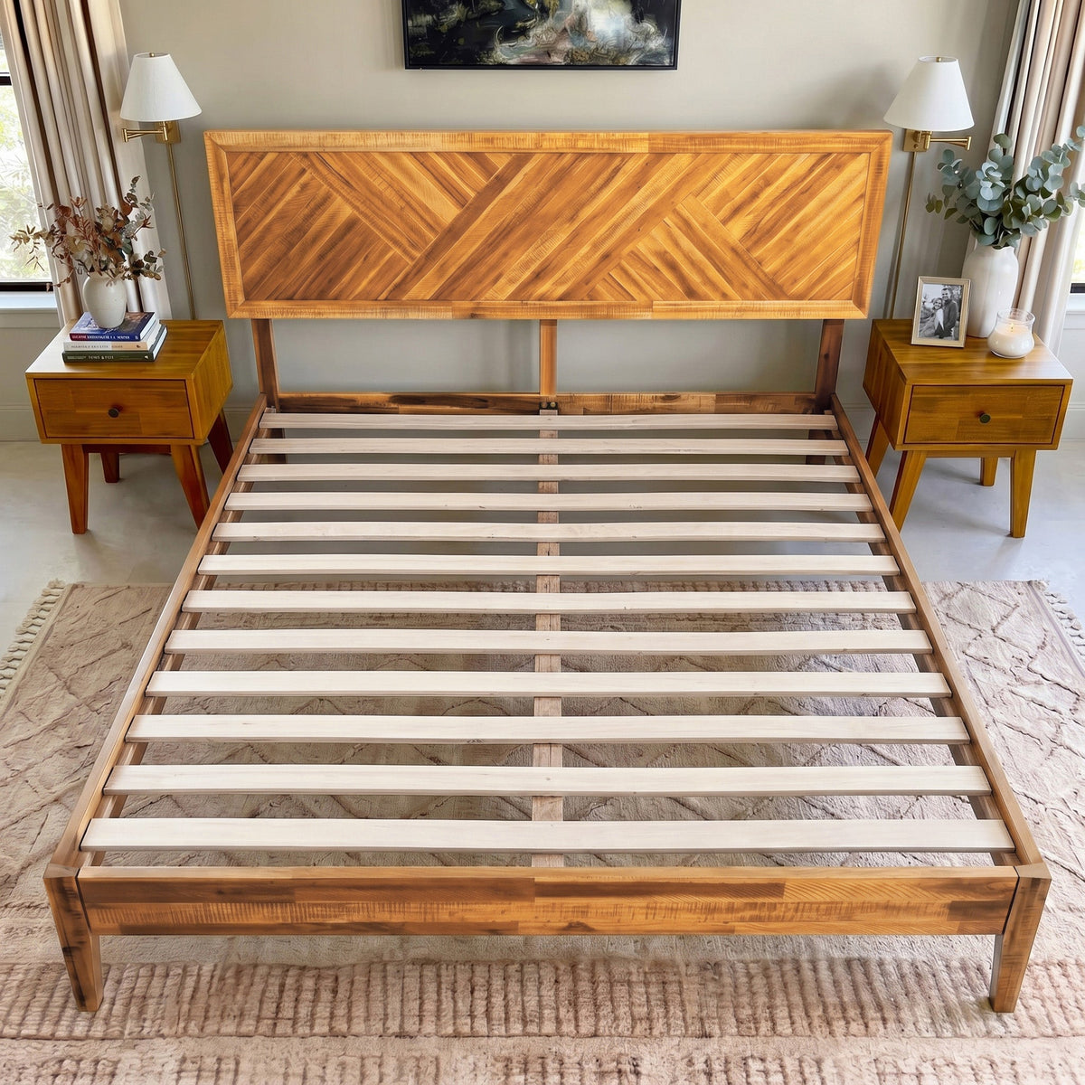 Sierra Deluxe Solid Acacia Wood Bed Frame