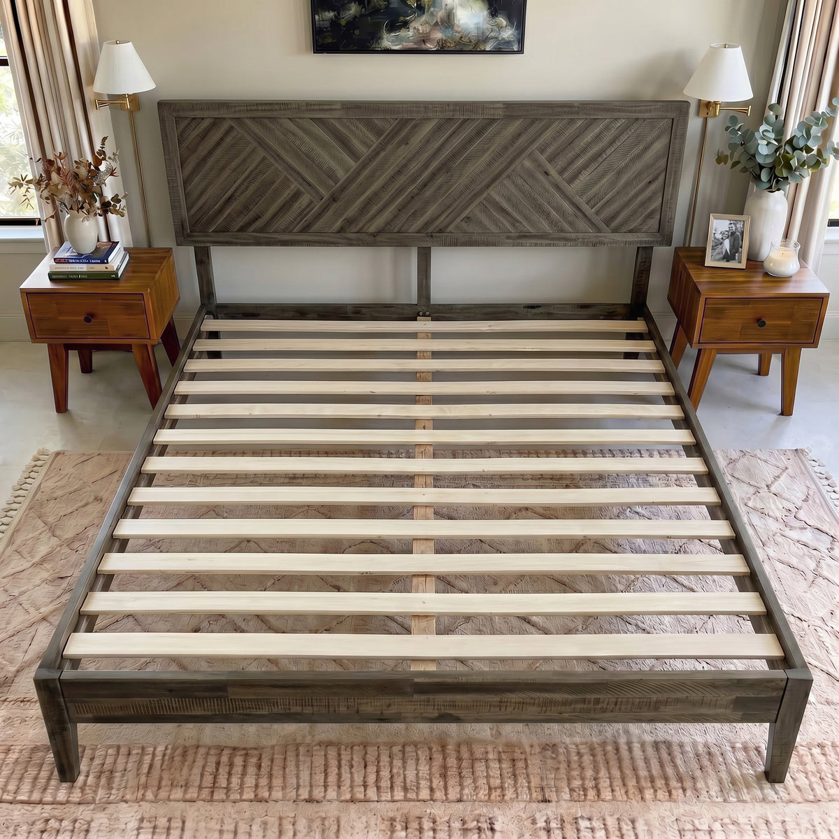 Sierra Deluxe Solid Acacia Wood Bed Frame