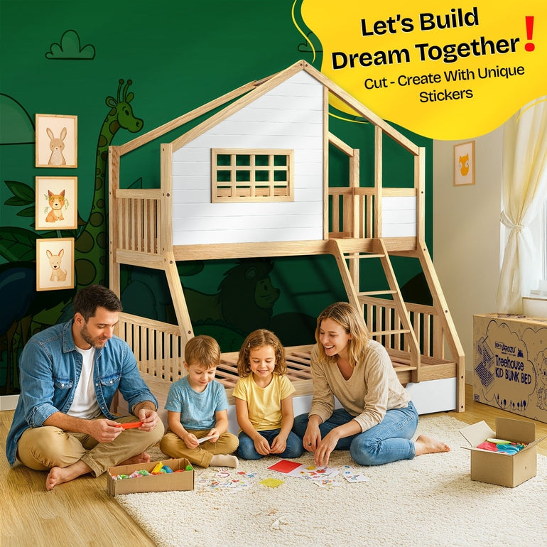 Arozu Treehouse Twin-over-Full Kids' Bunk Bed with Trundle