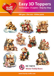 Hearty Crafts Easy 3D-Toppers - Winter Teddy Bears