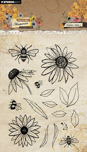 HE Clear Stamp Floral Bits Sweet Bee Memories 16 PC