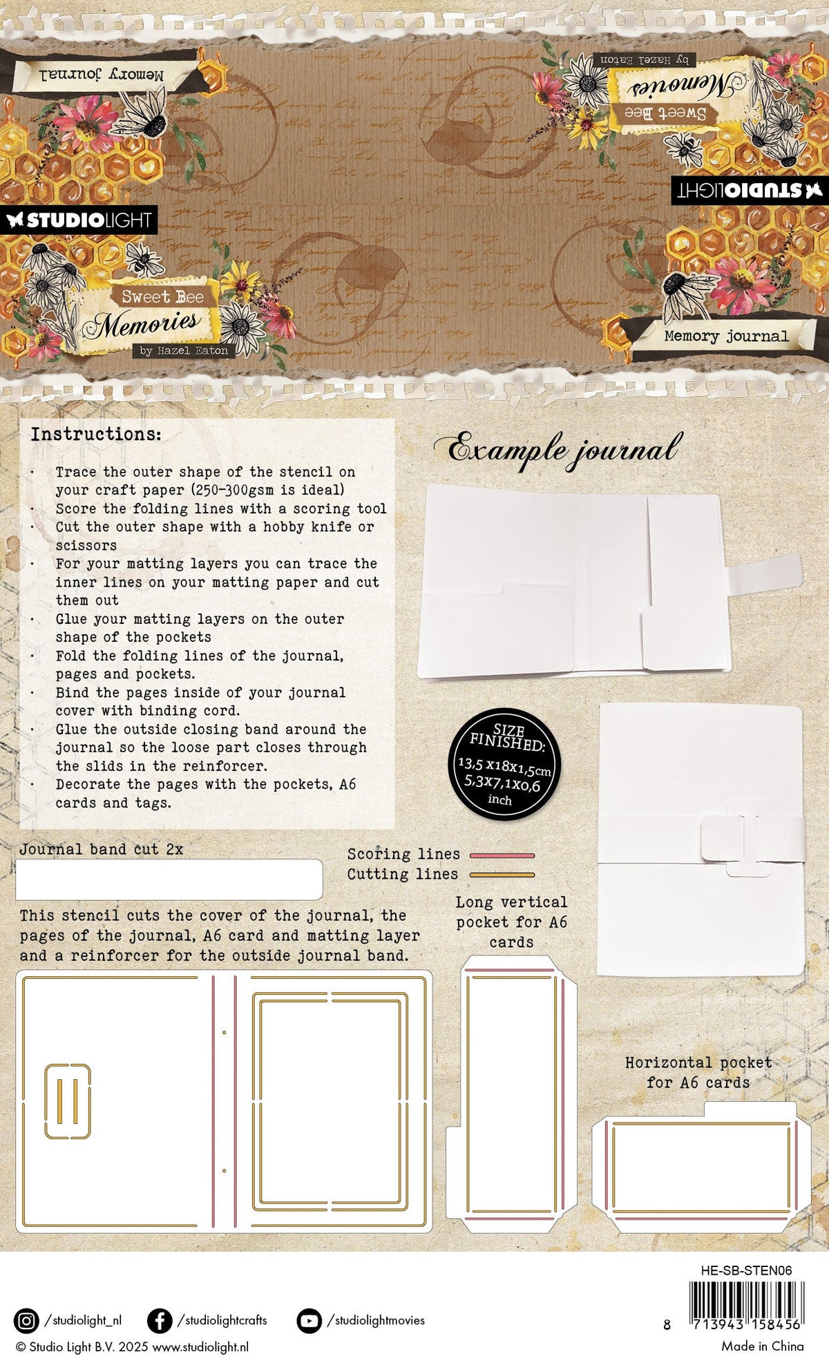 HE Stencil Memory Journal Sweet Bee Memories 4 PC