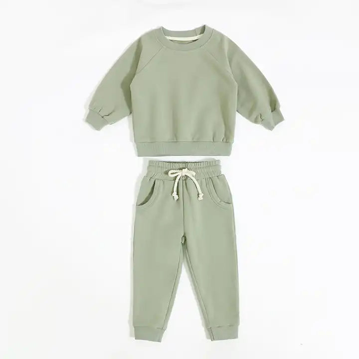 Organic Cotton Sweat Suit Set, Mint Green