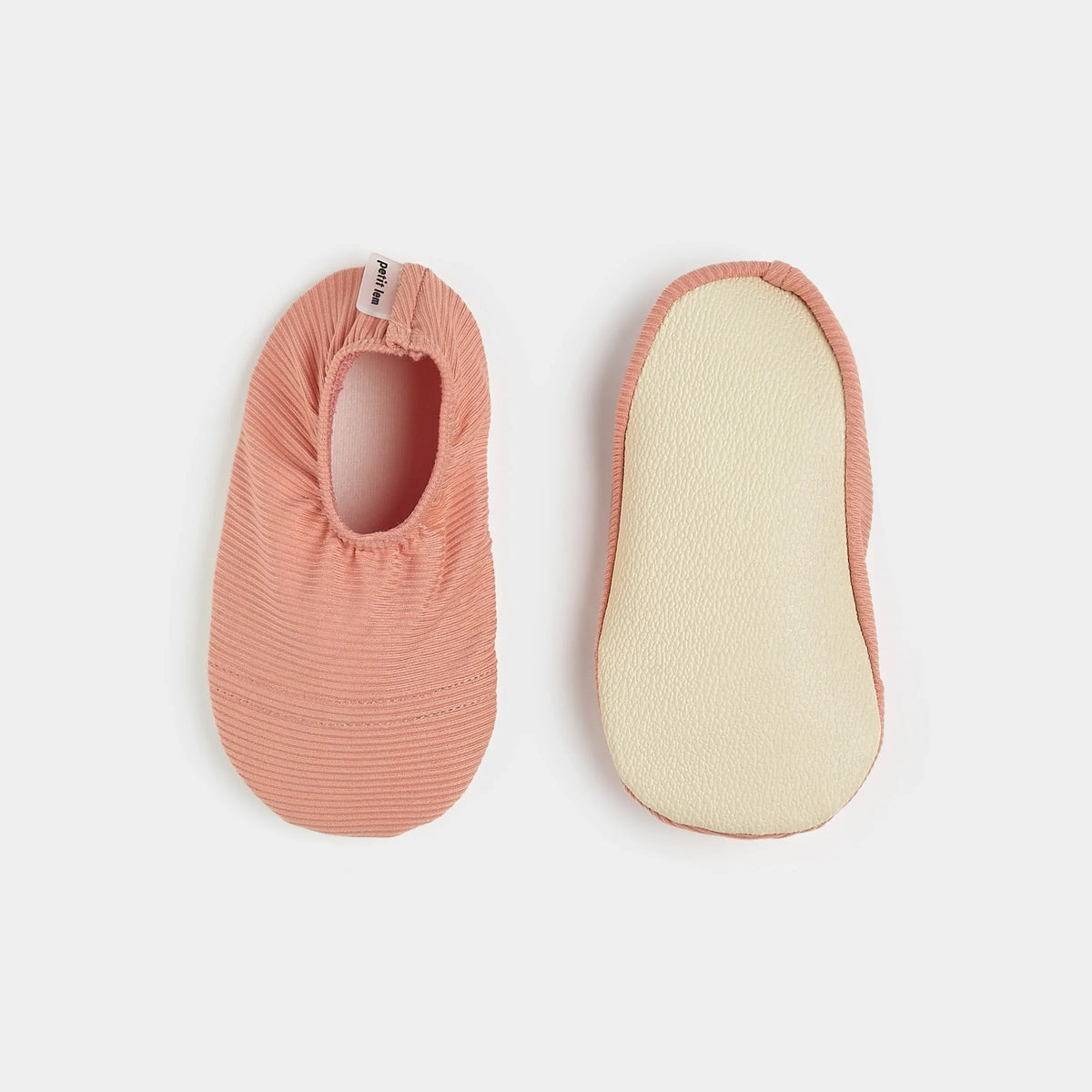 Petit Lem Ribbed Swim Slippers, Fiery Coral