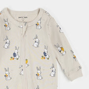 Petit Lem Egg Hunt Print Sleeper, Creme