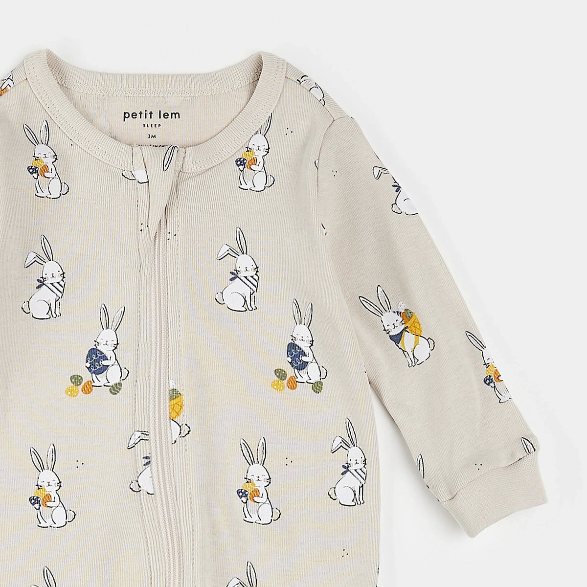 Petit Lem Egg Hunt Print Sleeper, Creme