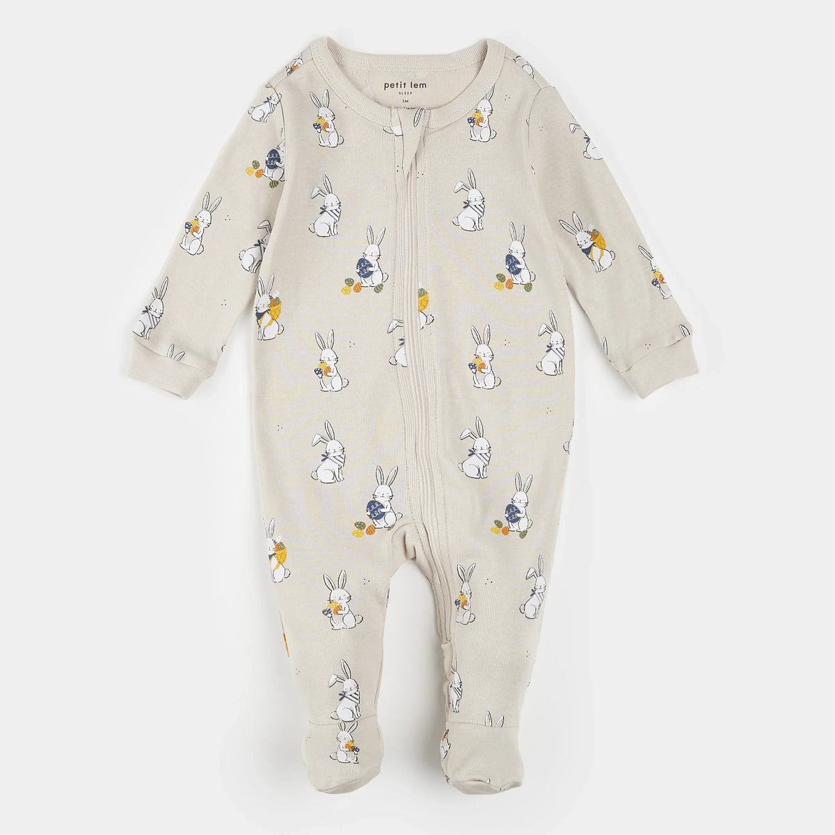 Petit Lem Egg Hunt Print Sleeper, Creme