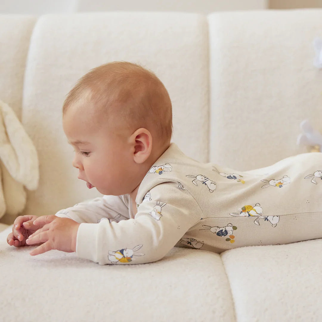 Petit Lem Egg Hunt Print Sleeper, Creme