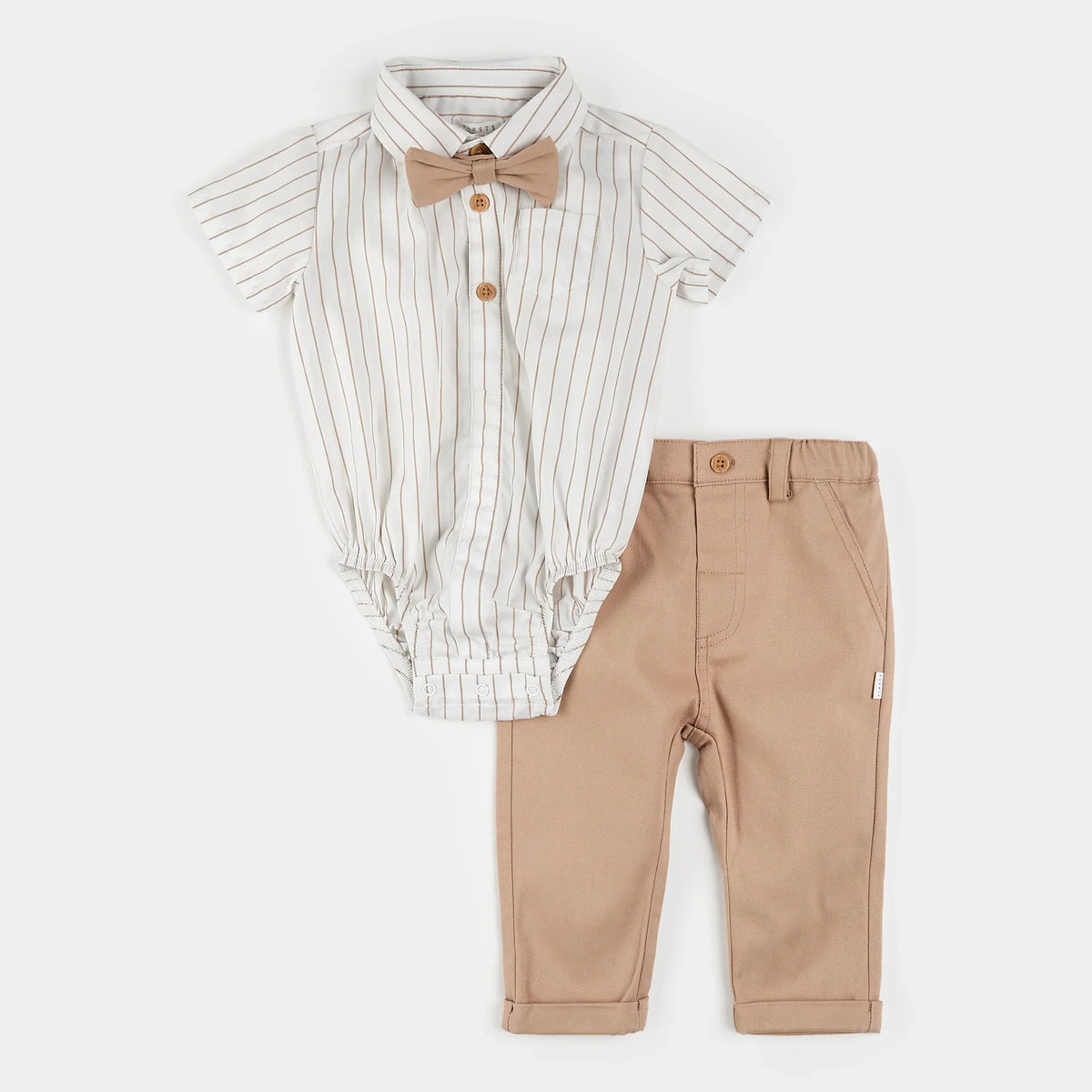 Petit Lem Striped Shirt and Pants 3-Piece Poplin Set