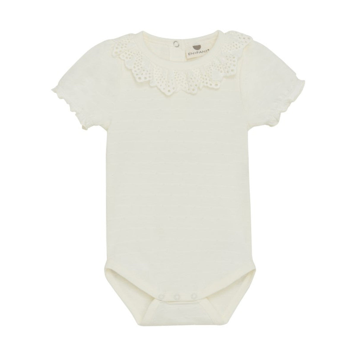 En Fant Baby Short-Sleeve Bodysuit, Egret