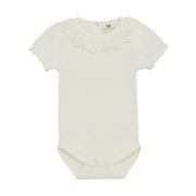 En Fant Baby Short-Sleeve Bodysuit, Egret