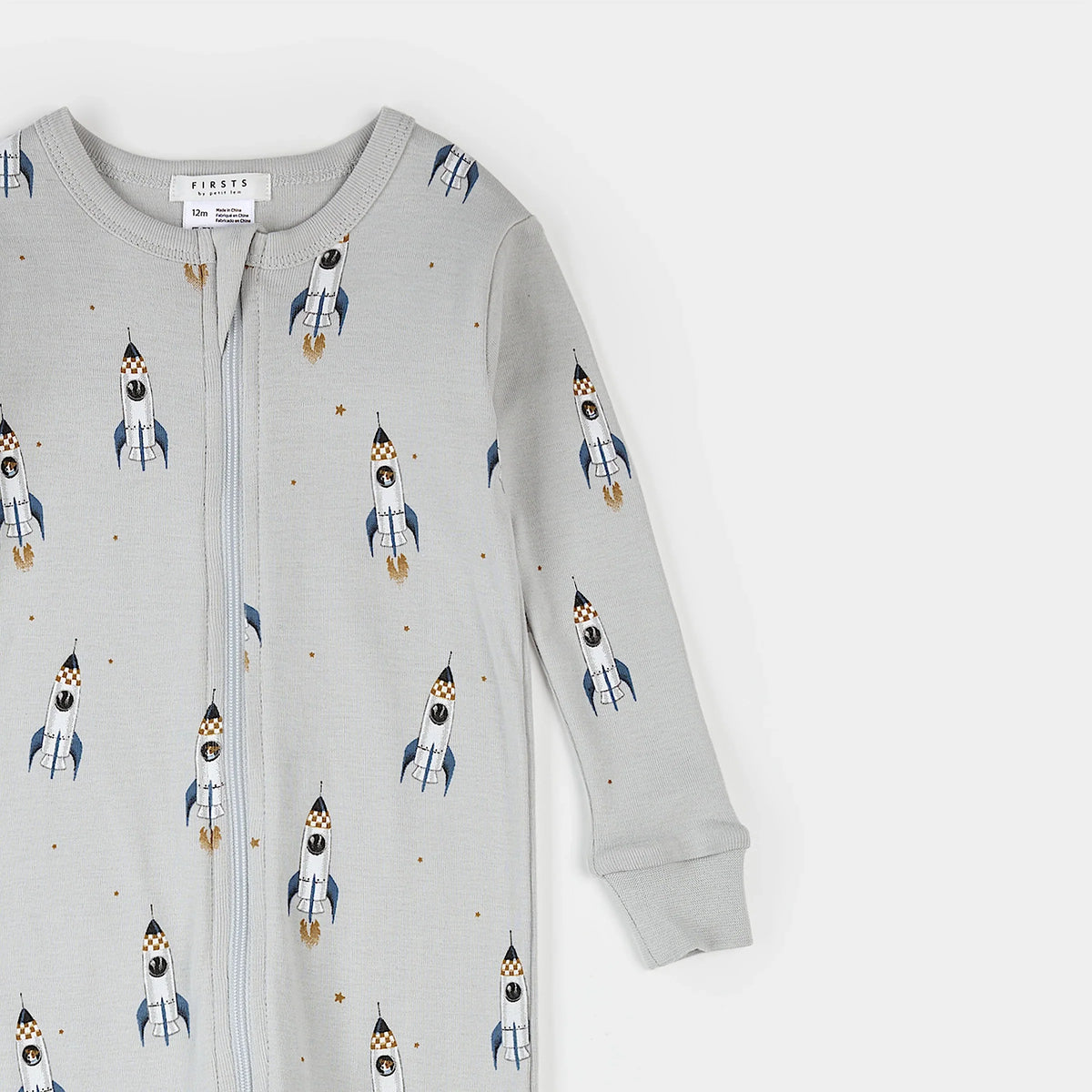 Petit Lem Rocket Print Convertible Sleeper, Lunar Rock