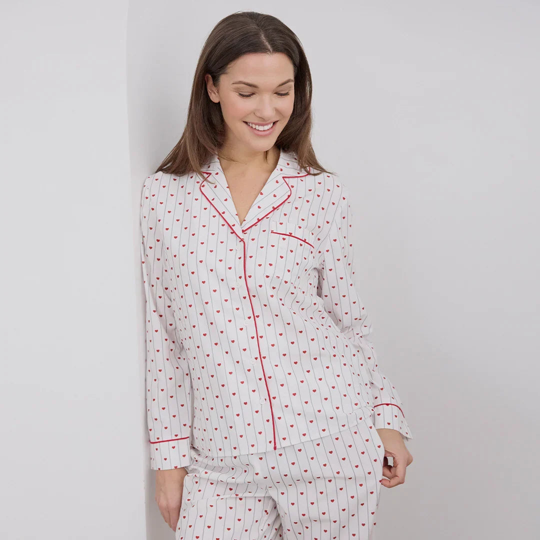 Petit Lem Heart Stripe Adult Poplin Pyjama Set