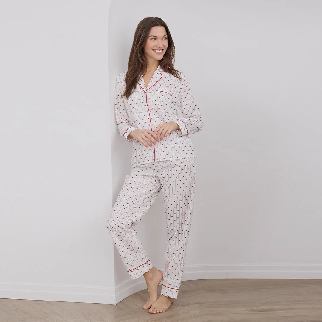 Petit Lem Heart Stripe Adult Poplin Pyjama Set
