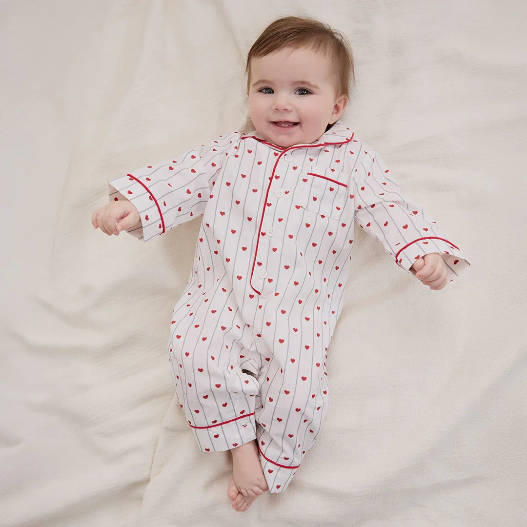 Petit Lem Heart Stripe Poplin Romper