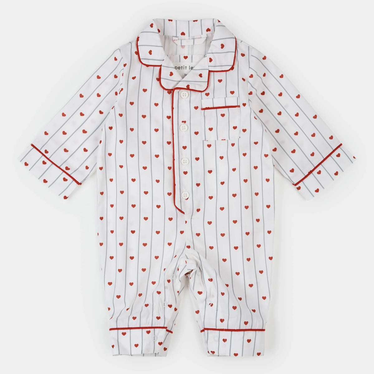 Petit Lem Heart Stripe Poplin Romper
