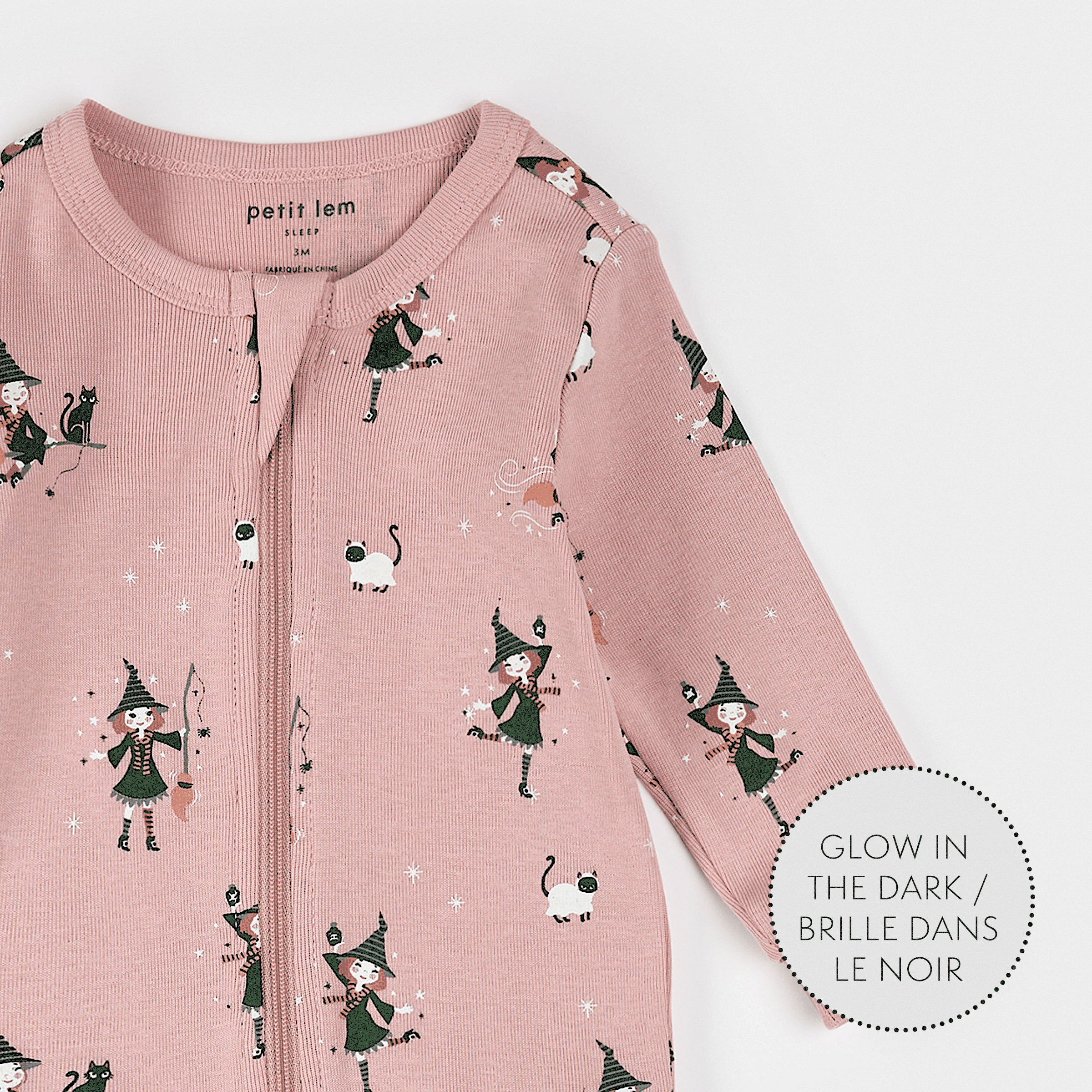 Petit Lem Witch Glow in the Dark Sleeper, Pink