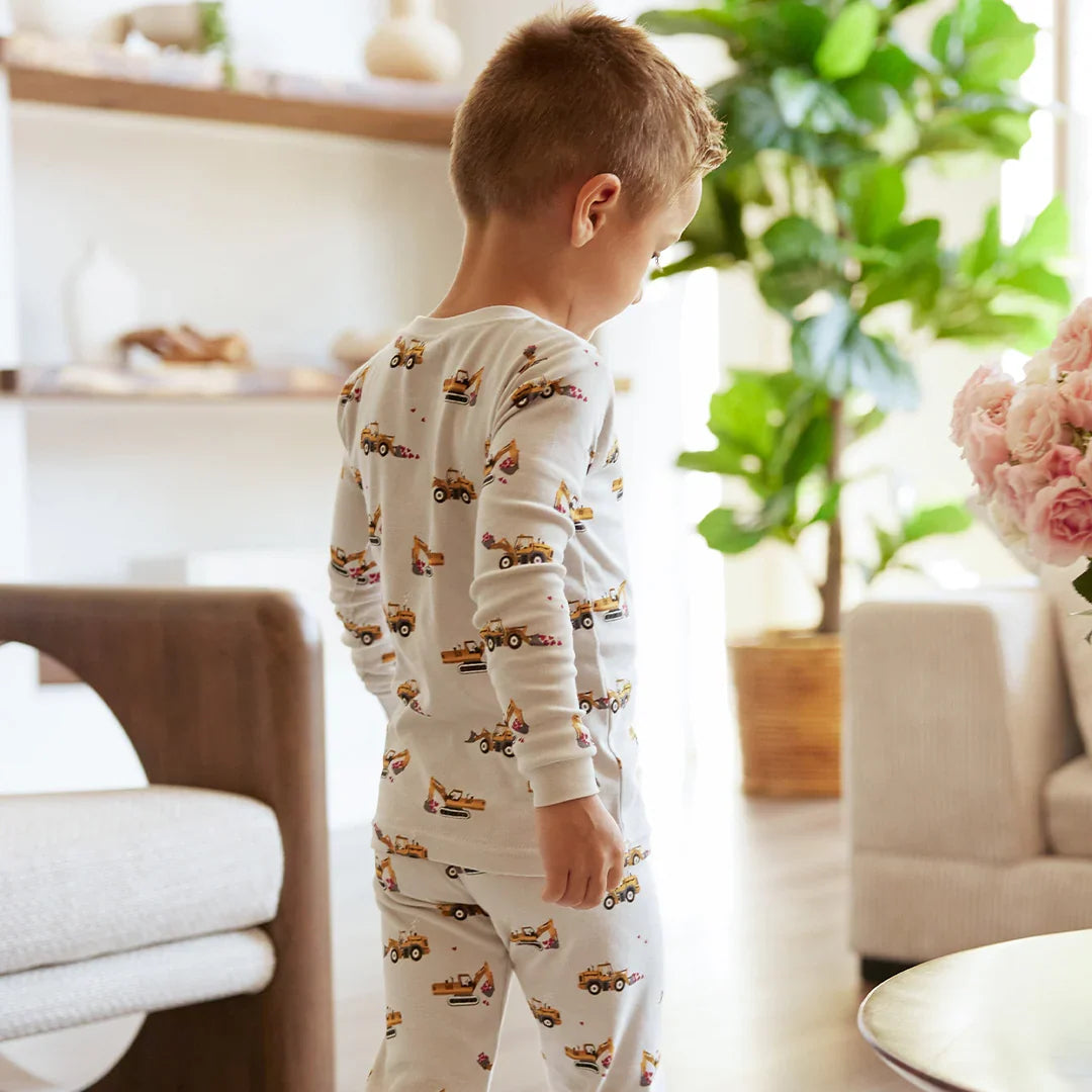 Petit Lem I Dig You Print PJ Set, Lunar Rock
