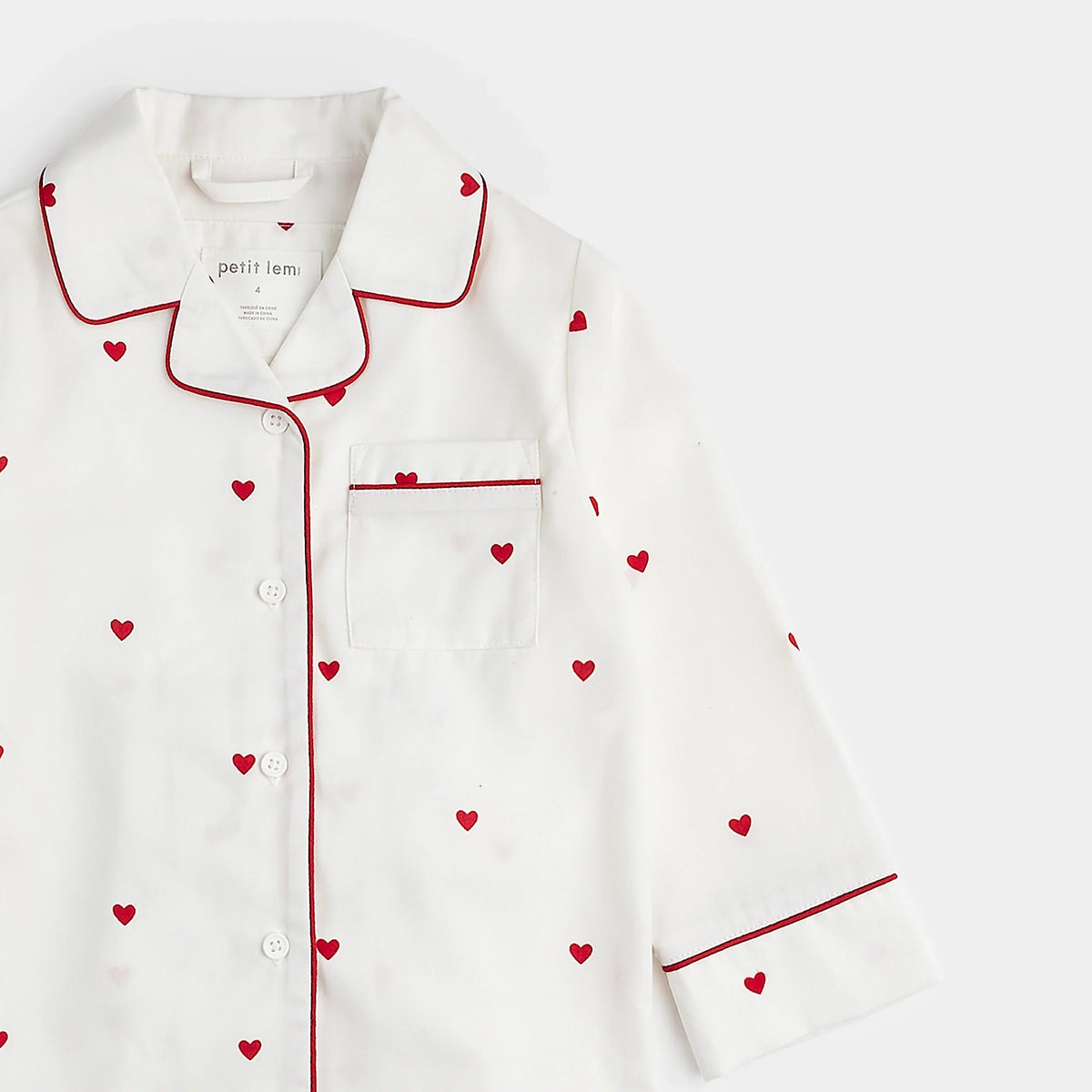 Petit Lem Small Hearts Poplin PJ Set