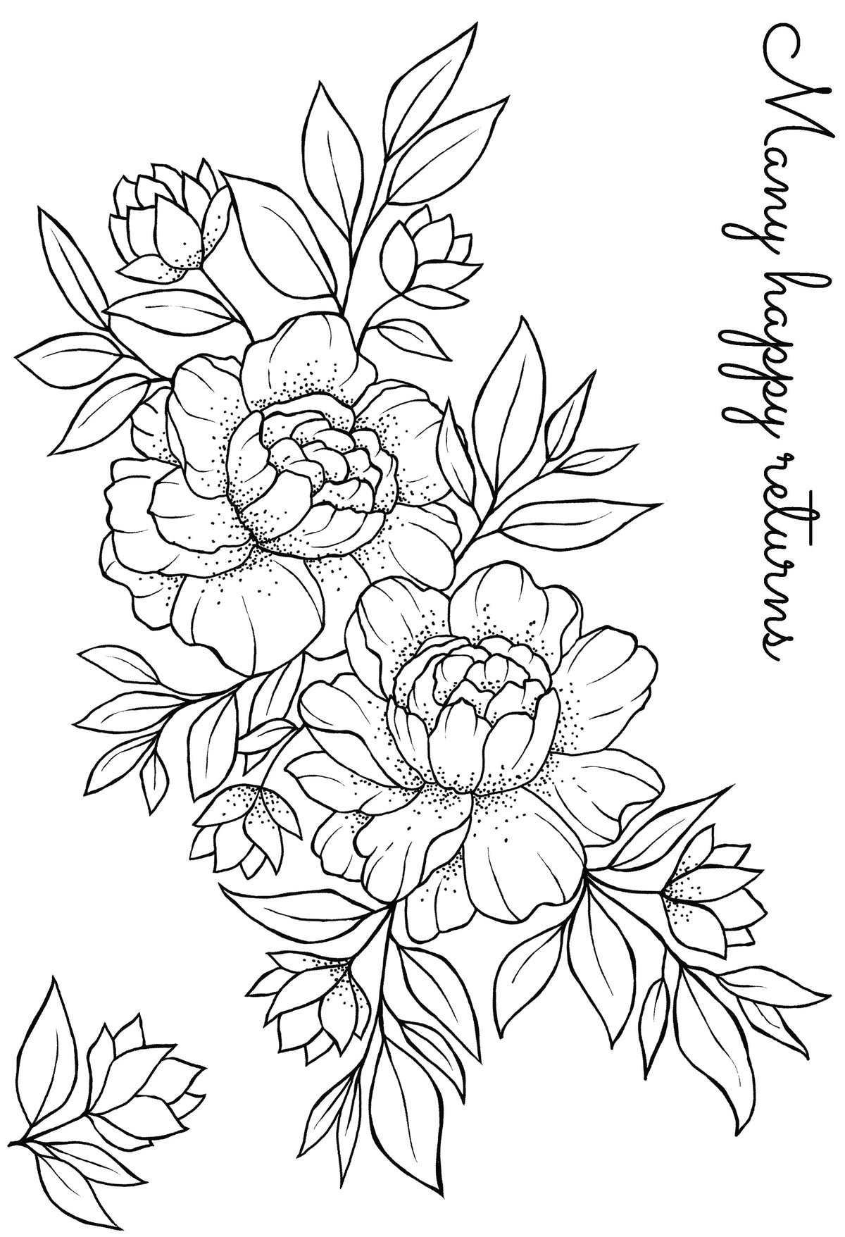 Woodware Clear Singles Many Happy Returns 4 in x 6 in Stamp