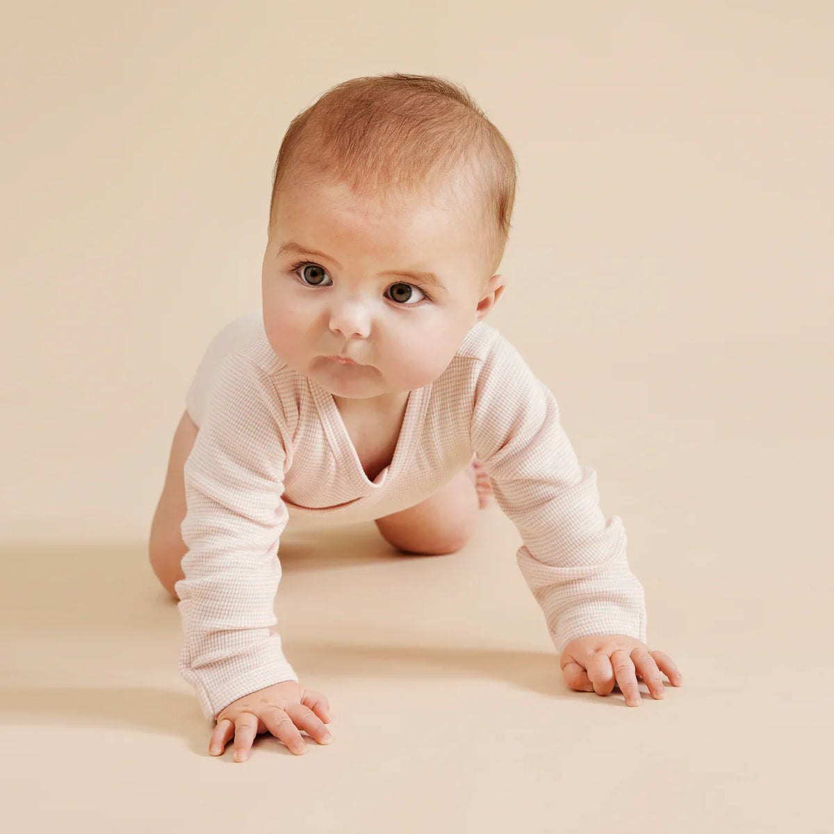 Wilson + Frenchy Organic Stripe Rib Kimono Bodysuit, Cantaloupe