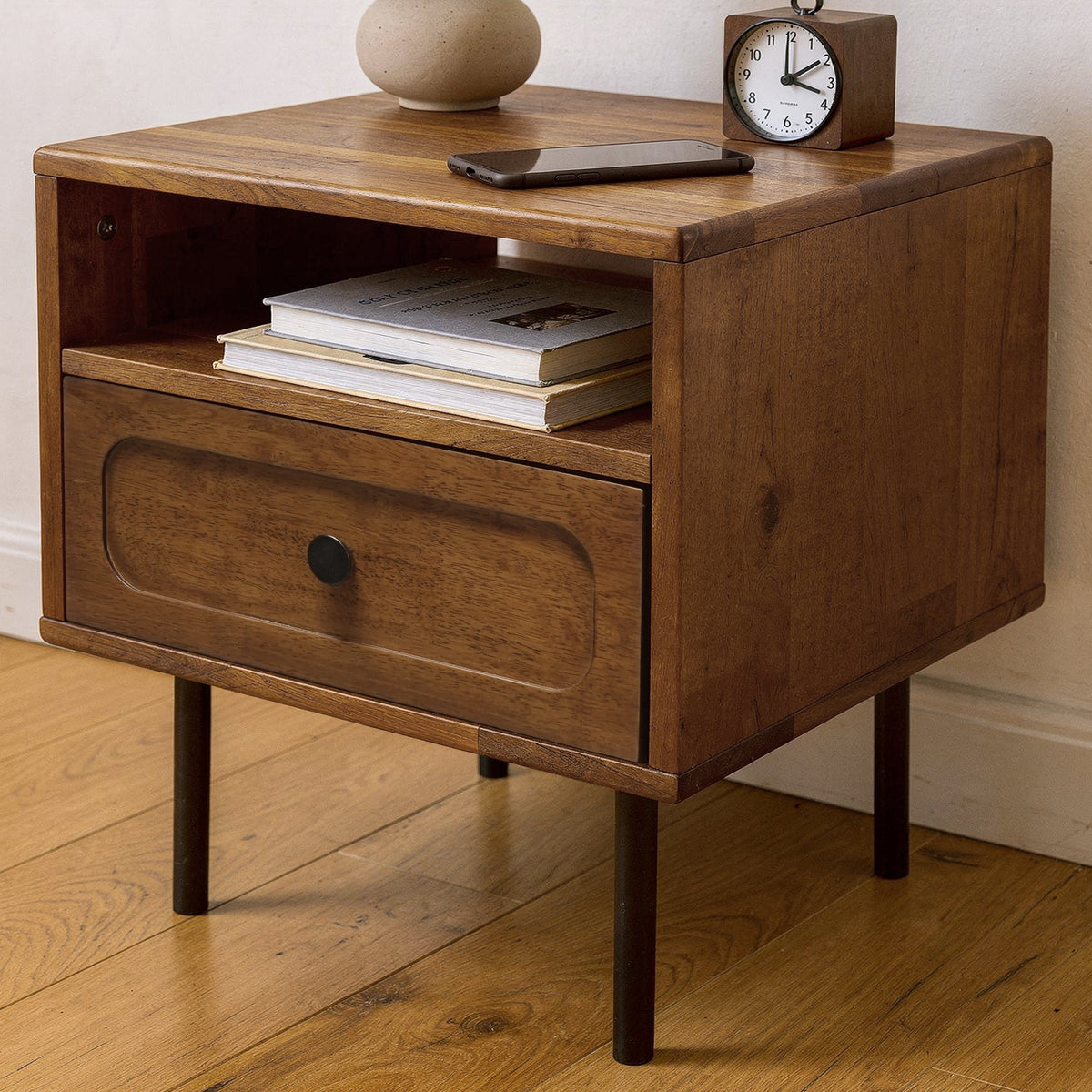 Savana Single Drawer Solid Acacia Wood Nightstand