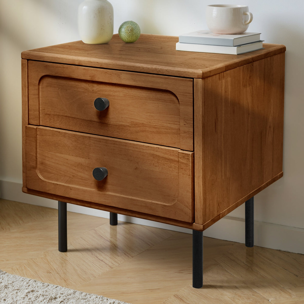 Savana 2-Drawer Solid Acacia Wood Nightstand