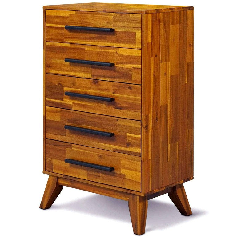 Linea Solid Acacia Wood 5-Drawer Dresser