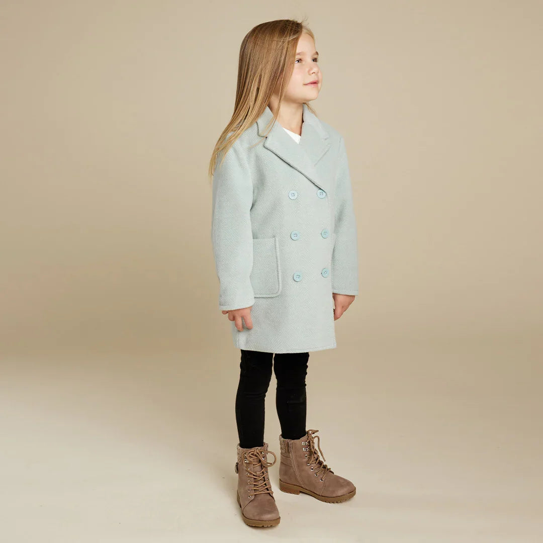 Miles The Label Double-Breasted Coat, Cloud Blue